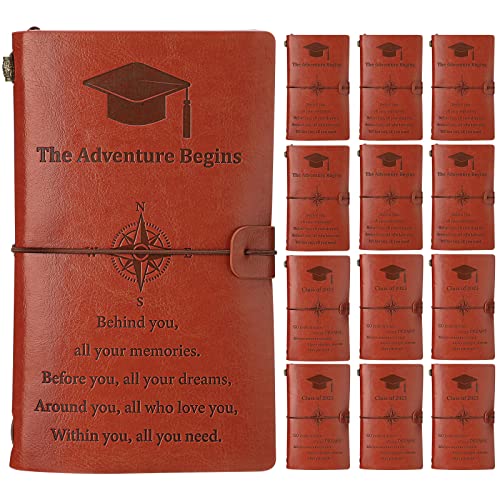 12 Pcs Inspirational Graduation Journal PU Leather Journal 2023 Graduation Gifts Congrats Grad Cool Notebook 280 Pages Vintage Drawing Sketchbook for Graduate Back to School Gift for Her Him, 2 Styles