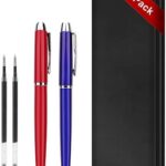 Rollerball Pen – 2 Pack of Ballpoint Ball Pen for Men Women Executive Business Office School Use,Executive Nice Pens for Business Birthday Gift with Gift Box,2 extra 0.5 mm Refills(Red and Blue)