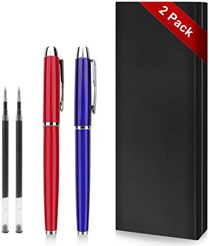 You are currently viewing Rollerball Pen – 2 Pack of Ballpoint Ball Pen for Men Women Executive Business Office School Use,Executive Nice Pens for Business Birthday Gift with Gift Box,2 extra 0.5 mm Refills(Red and Blue)