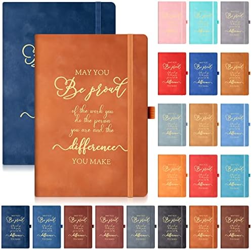 20 Pieces Thank You Gifts Leather Journal Notebook Bulk Employee Appreciation Gifts Coworker Leaving Gifts Inspirational Notebooks for Men Women Teacher Volunteer (Multicolor Stylish,A5 Size)
