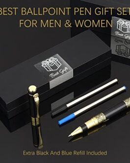 Allfosi Luxury Rollerball Pen, Personalised Pens Gift Sets for Men Women Executive,Office,Nice Fancy Pens Birthday Thank You Gift in Gift Box with Extra Refill (1 Pack of Black and BoX)