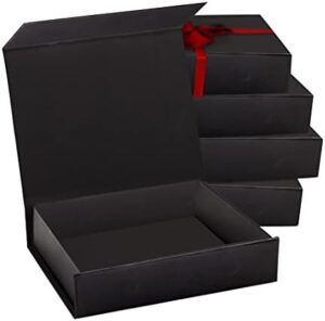 Read more about the article 5 Pack Black Hard Gift Box with Magnetic Closure Lid 7″ x 5″ x 1.6″ Rectangle Boxes For Gifts With Black Glossy Finish (Black, 5 Boxes)