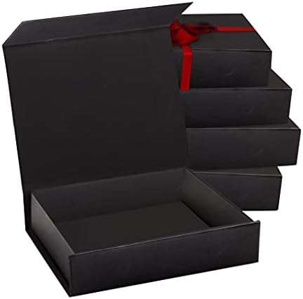 You are currently viewing 5 Pack Black Hard Gift Box with Magnetic Closure Lid 7″ x 5″ x 1.6″ Rectangle Boxes For Gifts With Black Glossy Finish (Black, 5 Boxes)