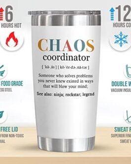 Coworker Gifts For Women, Chaos Coordinator Gifts for Boss, Assistant, Teacher, Funny Appreciation, Inspiration Work Gifts For Coworkers, Birthday, Retire, Thank you Gift 20 Oz Stainless Steel Tumbler