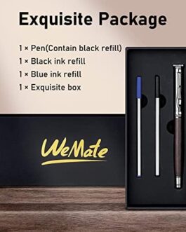 WEMATE Wood Ballpoint Pen Set, Extra 2 Ink Refills(1 Black & 1 Blue), Fancy Writing Pen Nice Luxury Office Gift for Men, Lawyer and Teacher, Cool Wooden Pen for Journaling Bussiness Executive