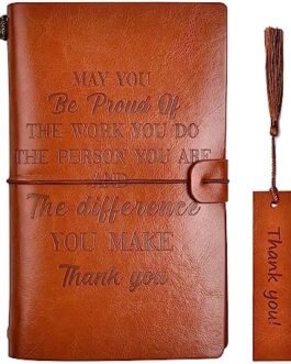 Adewalk Thank You Gifts Leather Journal Graduation Gifts for Her and Him Inspirational Refillable Notebook Appreciation Gifts for Men Women Teacher Principal Nurses Employee Card Storage 144 Pages