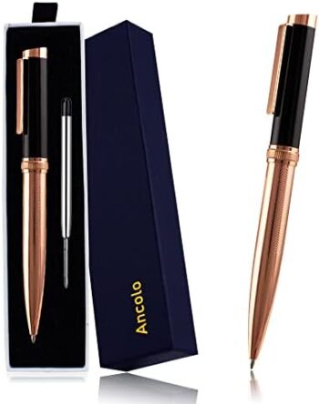 Ancolo Ballpoint Pen Set. Luxury Executive Pen for Men or Women. Nice Pen Gift Box Luxury Pen & 2 Black Ballpoint Ink Refills. Smooth Writing Pen Gift Friends, family, Colleagues,School