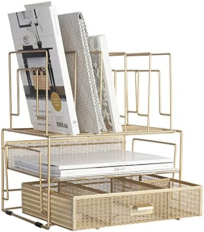 You are currently viewing BLU MONACO Gold Desk Accessories and Workspace, Desktop Organizer – Cute File Organizer for Desk and Drawer Storage for Office Supplies, Paper, Device and Folders – File Holder