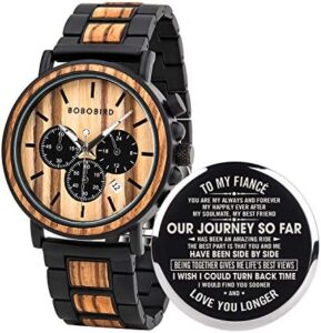 Read more about the article BOBO BIRD Mens Personalized Engraved Wooden Watches, Stylish Wood & Stainless Steel Combined Quartz Casual Wristwatches for Men Family Friends Customized Watch