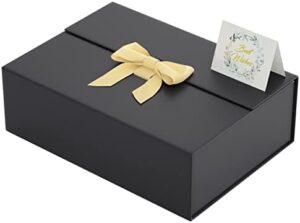 Read more about the article Black Gift Box With Lid 13″ X 9″ X 4″, Deluxe Gift Box With Ribbon Greeting Card and Magnet Closure, Suitable for Wedding, Mother’S Day, Bridesmaid Gift, Graduation, Christmas, Holiday, Birthday, Etc.Black
