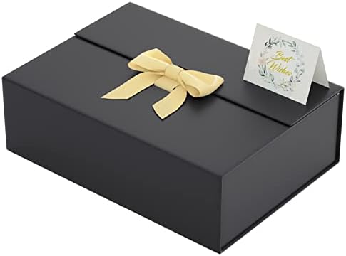 You are currently viewing Black Gift Box With Lid 13″ X 9″ X 4″, Deluxe Gift Box With Ribbon Greeting Card and Magnet Closure, Suitable for Wedding, Mother’S Day, Bridesmaid Gift, Graduation, Christmas, Holiday, Birthday, Etc.Black