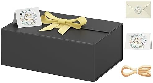 You are currently viewing Black Gift Box with Lid, 13x9x4” Large Gift Boxes for Presents with Ribbon and Greeting Card Magnetic Closure, Groomsman Proposal Box for Wedding,Birthday,Anniversary,Christmas Gift Luxury Wrap