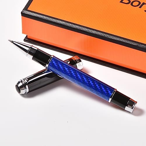 Borges Business Gift High-end Signature Pen, Carbon Fiber Ballpoint Pen, Best for Men and Women, Professional, Executive Office, Beautiful, Fancy Ballpoint Pen Gift .(2Pcs) Blue
