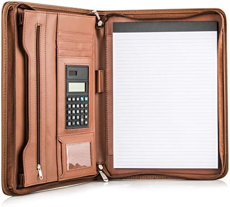 You are currently viewing COSSINI Premium Business Portfolio with Zipper – Padfolio – Superior Business Impressions Begin with PU Vegan Leather, 10.1 Inch Tablet Sleeve, Smart Storage, Solar Calculator, Writing Pad – Tan
