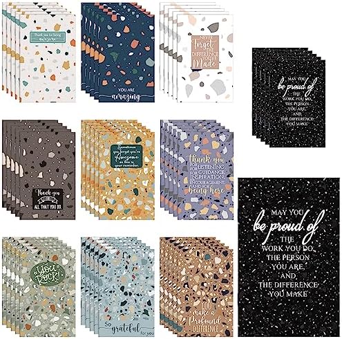 Colarr 50 Pcs Back to School Small Pocket Journal Inspirational Mini Notepads Thank You Notebook Gifts Eucalyptus Plants Sign Notepads for School Office Family Travel Present Supplies (Gravel)