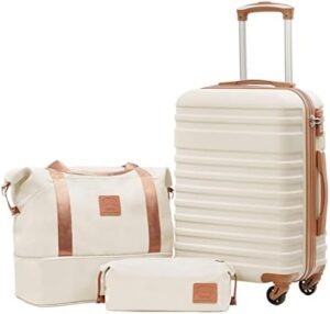 Read more about the article Coolife Suitcase Set 3 Piece Carry On Hardside Luggage with TSA Lock Spinner Wheels (White, S(20in))