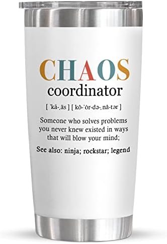 Coworker Gifts For Women, Chaos Coordinator Gifts for Boss, Assistant, Teacher, Funny Appreciation, Inspiration Work Gifts For Coworkers, Birthday, Retire, Thank you Gift 20 Oz Stainless Steel Tumbler