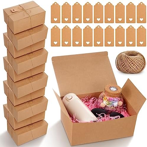 You are currently viewing Ctosree 50 Pack Brown Gift Box with Lids Kraft Gift Boxes for Christmas Bridesmaid Proposal Gifts Wedding Birthday Party Graduation, Easy Assembly Box with 50 Gift Tags and 85ft Twine, 9.4×6.5×4 Inch