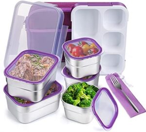 Read more about the article DaCool Stainless Steel Kids Bento Lunch Box Leak Proof BPA-Free School Lunch Container 5-Compartment with Lunch Bag and Fork for Toddler Child Adult, Food Snack Container for Picnic Outdoors,Purple