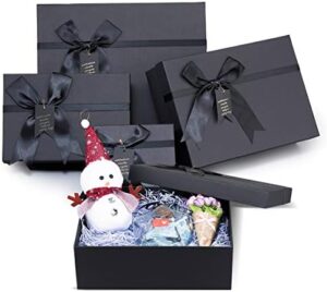 Read more about the article Frantis Black Nested Gift Boxes With Lids, Assorted Sizes (Set of 4 With Ribbon Bows and Label) Black Gift Boxes for Present, Luxury Gift Boxes for Anniversaries, Birthdays, Weddings,Valentines, Graduation, Etc.