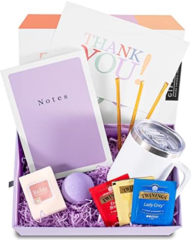 You are currently viewing GIFTIER Thank You Gift Basket for Women, Friends, Nurses, Teachers, Employees, Bosses. Secretaries w/Tumbler Mug, Tea, Honey, Lavender Bath Bomb and Milk & Honey Soap – Quality Appreciation Gifts