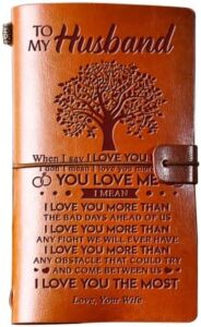 Read more about the article Gifts for Him Husband Leather Journal, Fathers Day Anniversary Birthday Gifts for Husband from Wife, 140 Page Travel Diary Journal Notebook Husband Birthday Gift