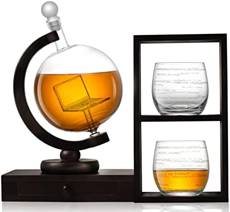 You are currently viewing JoyJolt Executive Computer Whiskey Decanter Set with Glasses, Liquor Decanter Shelf plus Accessories Drawer. Gift Boxed Decanters for Alcohol Gifts, Unique Whiskey Decanter Sets for Men and Women
