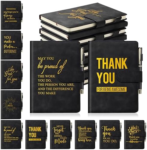 You are currently viewing Kosiz 20 Pcs Employee Appreciation Gifts Set Including 10 Inspirational A5 Leather Journal Writing Notebook 10 Motivational Metal Ballpoint Pens Back to School Thank You Gifts (Black,Novelty Style)
