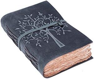 Read more about the article LEATHER VILLAGE Tree of Life Journal – 8 X 6 (A5) inches – 200 Antique Deckle Edge Handmade Paper – Book of Shadows – Aqua Color – Vintage Leather Bound Journal for Women & Men