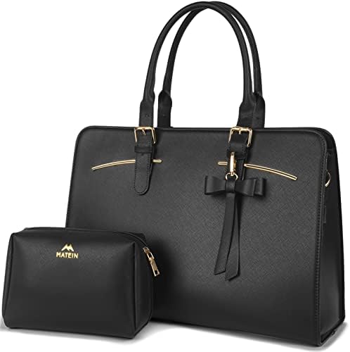 You are currently viewing Laptop Tote Bag for Women, Large Waterproof PU Leather Work Briefcase with USB Charging Port Casual Computer Shoulder Bag Messenger fits 15.6 Inch, Business Handbag Satchel Purse 2pcs Set, Black