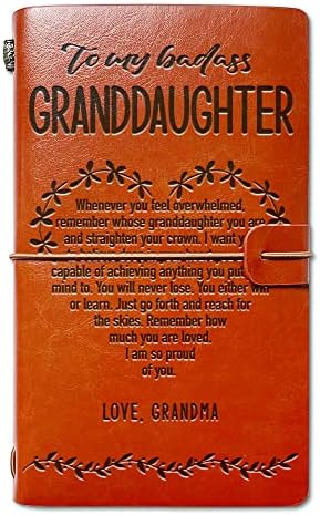 Leather Journal Gifts for Granddaughter from Grandma, I Am So Proud of You, Christmas Graduation Birthday Gifts for Granddaughter, Granddaughter Travel Diary Journal Notebook Gifts, 4.7" X 7.8"