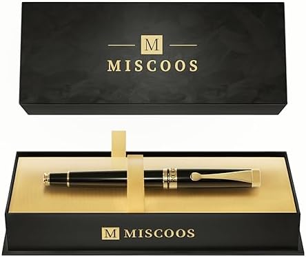 You are currently viewing Miscoos Luxury Rollerball Pens Smooth Writing Nice Pens for Men & Women Gift Pen Set for Executive Office, Professional, Graduation Fancy Pens with 1 Black Ink Refills (Black2)