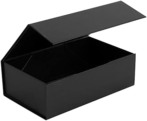 PACKHUB Black Gift Box with Lids, 9.8 x 5.9 x 3.1 In Magnetic Closure Collapsible Gift Boxes for Christmas,Mothers Day,Fathers Day,Graduations,Weddings,Birthdays Gifts