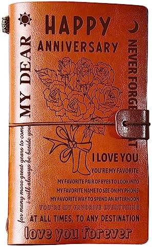 You are currently viewing PRSTENLY Anniversary Wedding Gift for Her & Him Leather Journal, 140 Page Refillable Notebooks Happy Anniversary Journal for Wife Husband, Romantic I love you Gifts for Girlfriend Boyfriend
