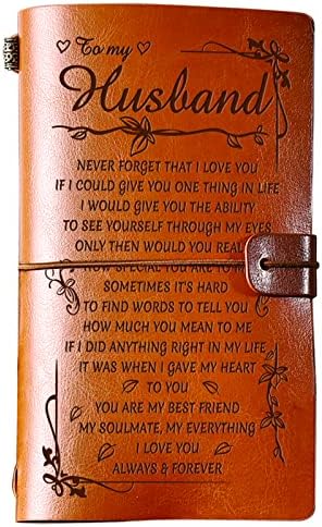 PRSTENLY Gifts for Husband Leather Journal, To My Husband Gifts 140 Page Refillable Notebooks, Christmas Fathers Day Anniversary Birthday Gifts for Him Husband from Her Wife