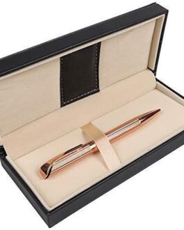 Penneed Ballpoint Pen with Gift Box, Retractable Pen for Men Women Executive Business Office School Supplies, Refillable 1.0mm Black Ink B5 (Rose Gold)