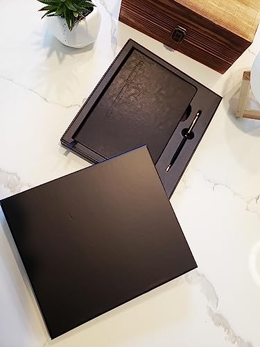 Premium Executive Journal Gift Set - Regular Size, Black | Premium Hardcover Journal with Vegan Leather | Matte Black Pen with Gold Trim | Thick 120 gsm Cream Lined Paper | Gift Box | For Writers, Journalers, Business Meetings & Students.