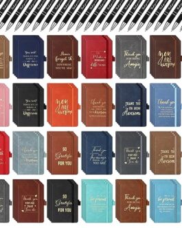 Qeeenar 48 Pcs Employee Appreciation Gifts Bible Verse Notebooks 24 Notepads Motivational Journals and 24 Pens Bulk Inspirational Gifts for Women Men Employee Volunteer (Thank You Style, Multi Colors)