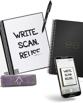 Rocketbook Core Reusable Smart Notebook | Innovative, Eco-Friendly, Digitally Connected Notebook with Cloud Sharing Capabilities | Dotted, 6″ x 8.8″, 36 Pg, Infinity Black, with Pen, Cloth, and App Included