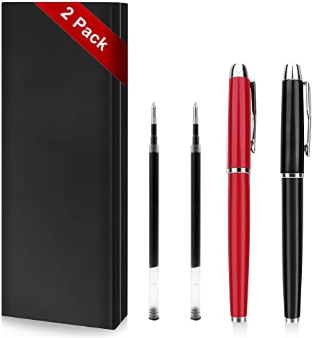You are currently viewing Rollerball Pen – 2 Pack of Ballpoint Ball Pen for Men Women Executive Business Office School Use,Executive Nice Pens for Business Birthday Gift with Gift Box,2 extra 0.5 mm refill (Black/Red 2-Pack)