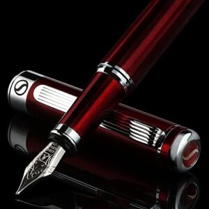 Read more about the article Scriveiner Deep Crimson Red Fountain Pen – Stunning Luxury Pen with Chrome Finish, Schmidt Nib (Medium), Best Pen Gift Set for Men & Women, Professional, Executive, Office, Nice Pens