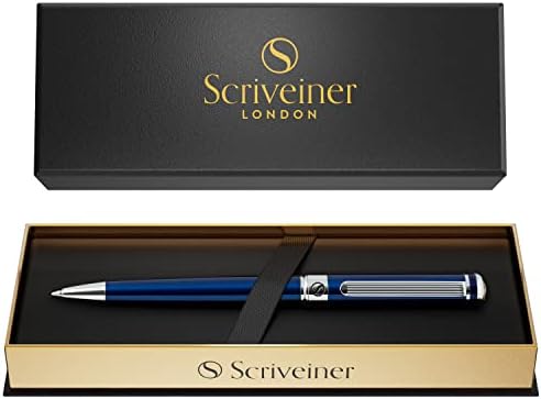 You are currently viewing Scriveiner Midnight Blue Ballpoint Pen – Stunning Blue Lacquer Luxury Pen, Chrome Finish, Schmidt Black Refill, Best Ball Pen Gift Set for Men & Women, Professional Executive Office, Nice Designer Pen
