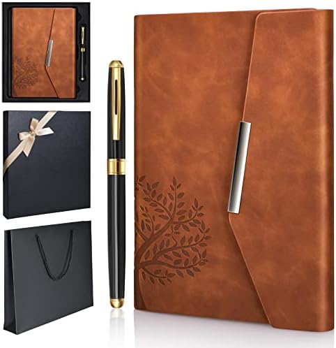 Tree of Life Refillable Leather Journal Notebook with Pen & Gift Box,6.5× 9" Hardcover Notebook Journal for Men & Women School Travel Business Work Home Writing,160 Pages A5 Lined/Ruled Paper Diary