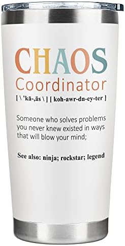 Unique Boss Lady Birthday / Thank You Gifts for Women, Her, Mom, Coworker, Teacher, Manager, Boss, Chaos Coordinator Gifts - 20Oz Tumbler