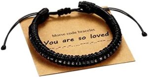 Read more about the article Vrsilver Morse Code Bracelets for Men, Gunmetal Beads on Black Leather Bracelets for Mens Gifts Inspirational Gifts for Him Best Friend Boyfriend Husband Son Dad Grandpa Boys Brother Mens Jewelry