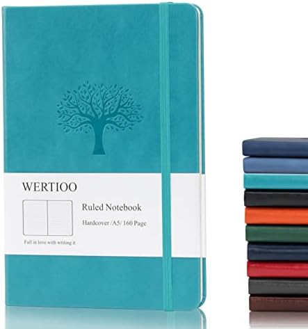WERTIOO Journals Notebooks, Leather Diary Hardcover Classic Writing Notebook A5 160 Pages 100 gsm Thick Paper Business Gift for Men Women (Ruled,Red)