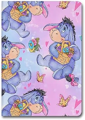 You are currently viewing WHLBHG Eeyore Fans Gift Eeyore Leather Notebook A5 Size Writing Diary Once Upon A Time There Was A Girl Who Really Loved Eeyore Cartoon Lovers Gift (Flower basket eeyore)