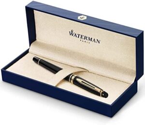 Read more about the article Waterman Expert Rollerball Pen Gloss Black with 23k Gold Trim Fine Point Black Ink Gift Box