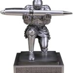 XMXIAYUN Knight Pen Holder Pen Stand with a Pen, Personalized Desk Accessory for a Gift, Decoration Pencil Holder Desk Organizer(Base Glue Not Included) (Silver)