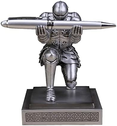 You are currently viewing XMXIAYUN Knight Pen Holder Pen Stand with a Pen, Personalized Desk Accessory for a Gift, Decoration Pencil Holder Desk Organizer(Base Glue Not Included) (Silver)